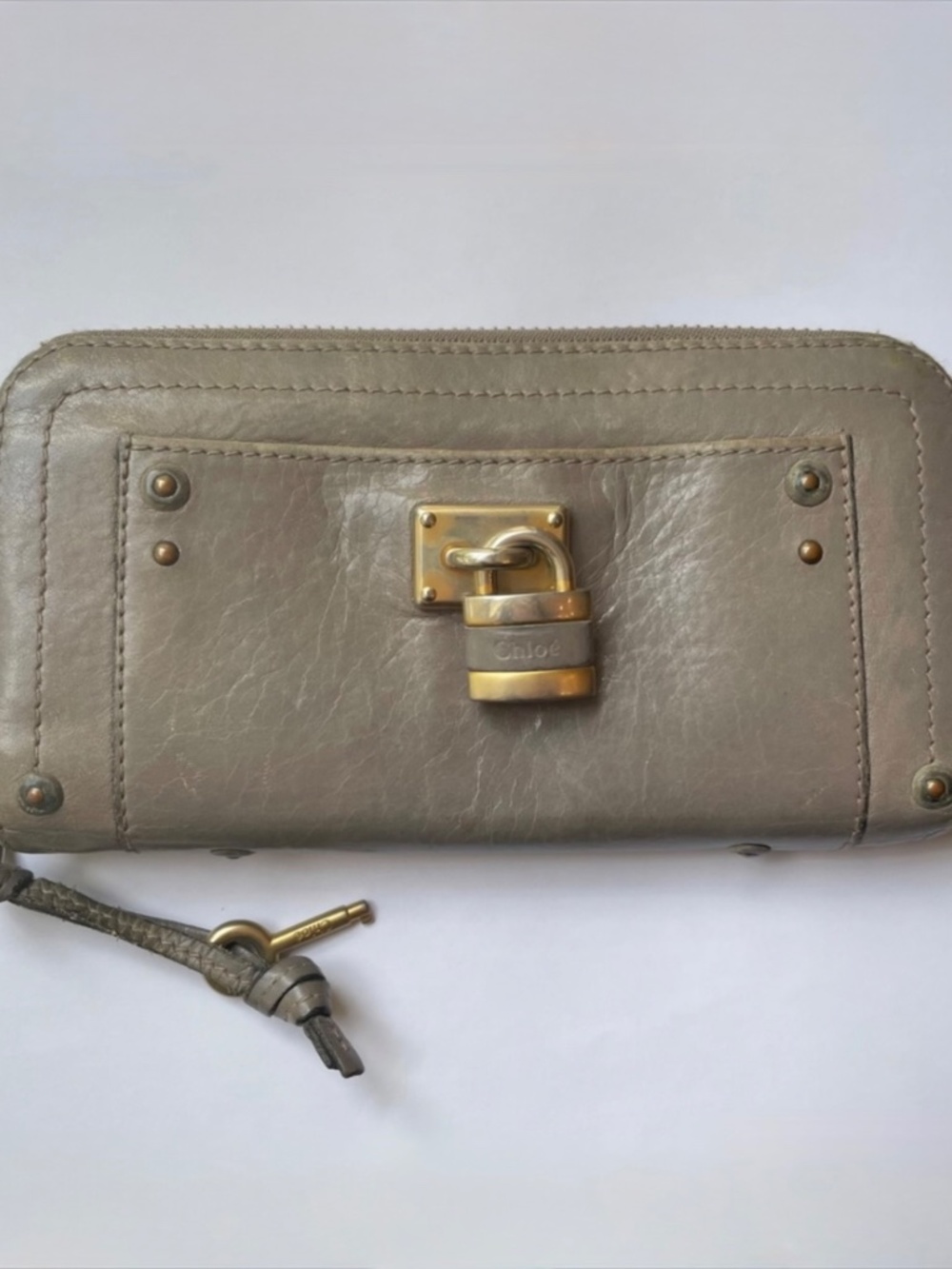 Chloe Paddington Gray Zip Long Wallet Leather